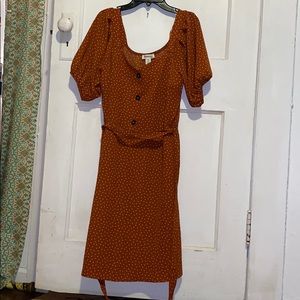 orange and white polka dotted vintage dress
